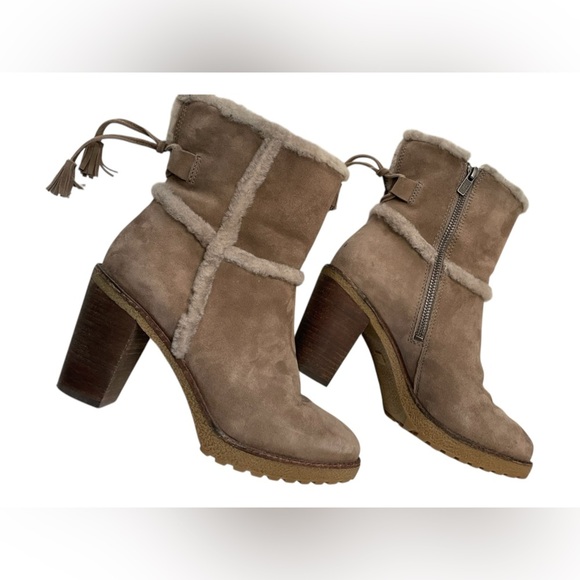 FRYE Jen Shearling Short Boot - taupe size 8 - Picture 4 of 16